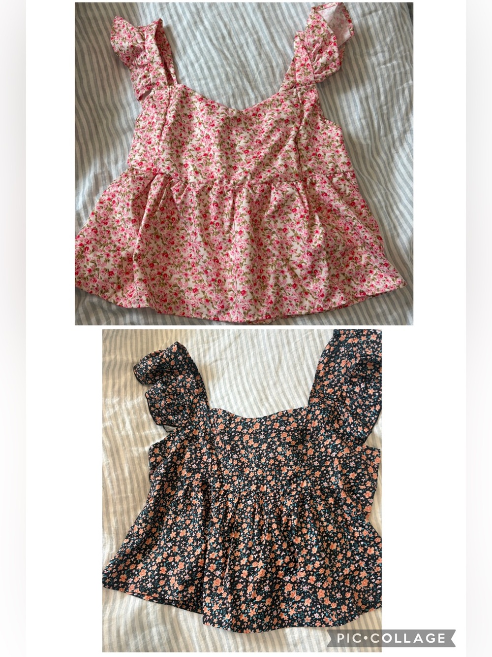 Bundle of 2 floral tops with ruffle sleeves